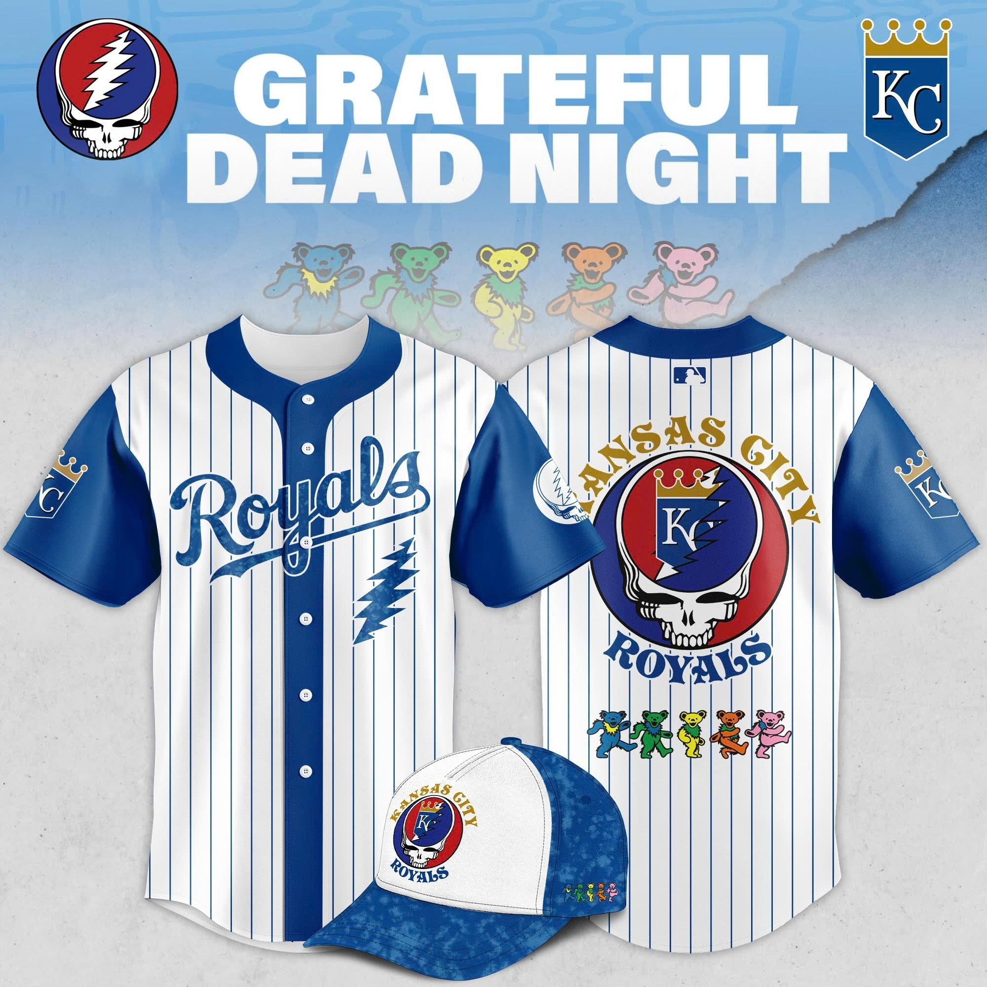 Kansas City Royals Grateful Dead Night Game Jersey