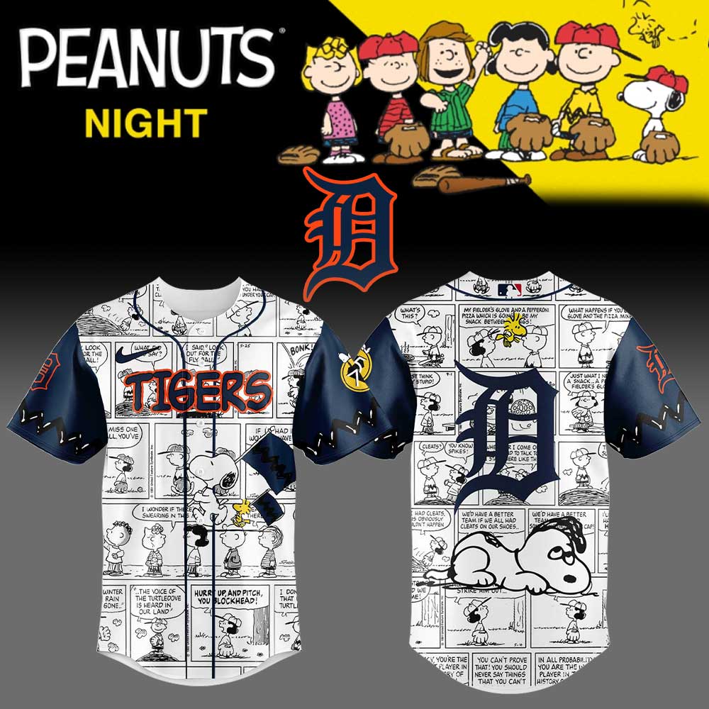 Limited Edition Detroit Tigers 75th Anniversary Of Peanuts Plus Jersey