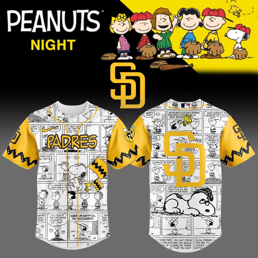 Limited Edition San Diego Padres 75th Anniversary Of Peanuts Plus Jersey