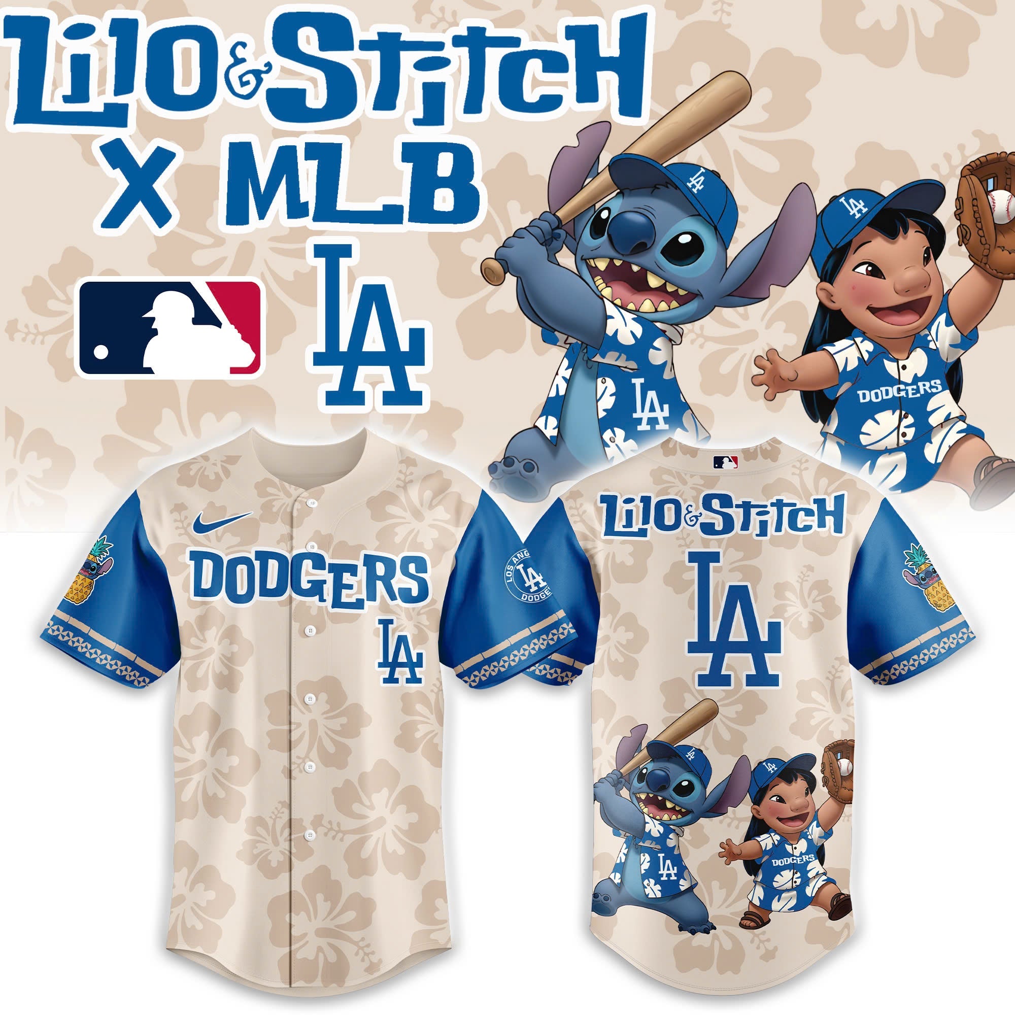 Los Angeles Dodgers Lilo & Stitch 2025 Baseball Jersey