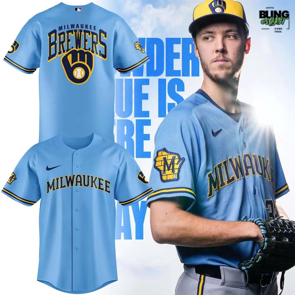 Milwaukee Brewers Powder Blue Uniforms NBA Baseball Jersey