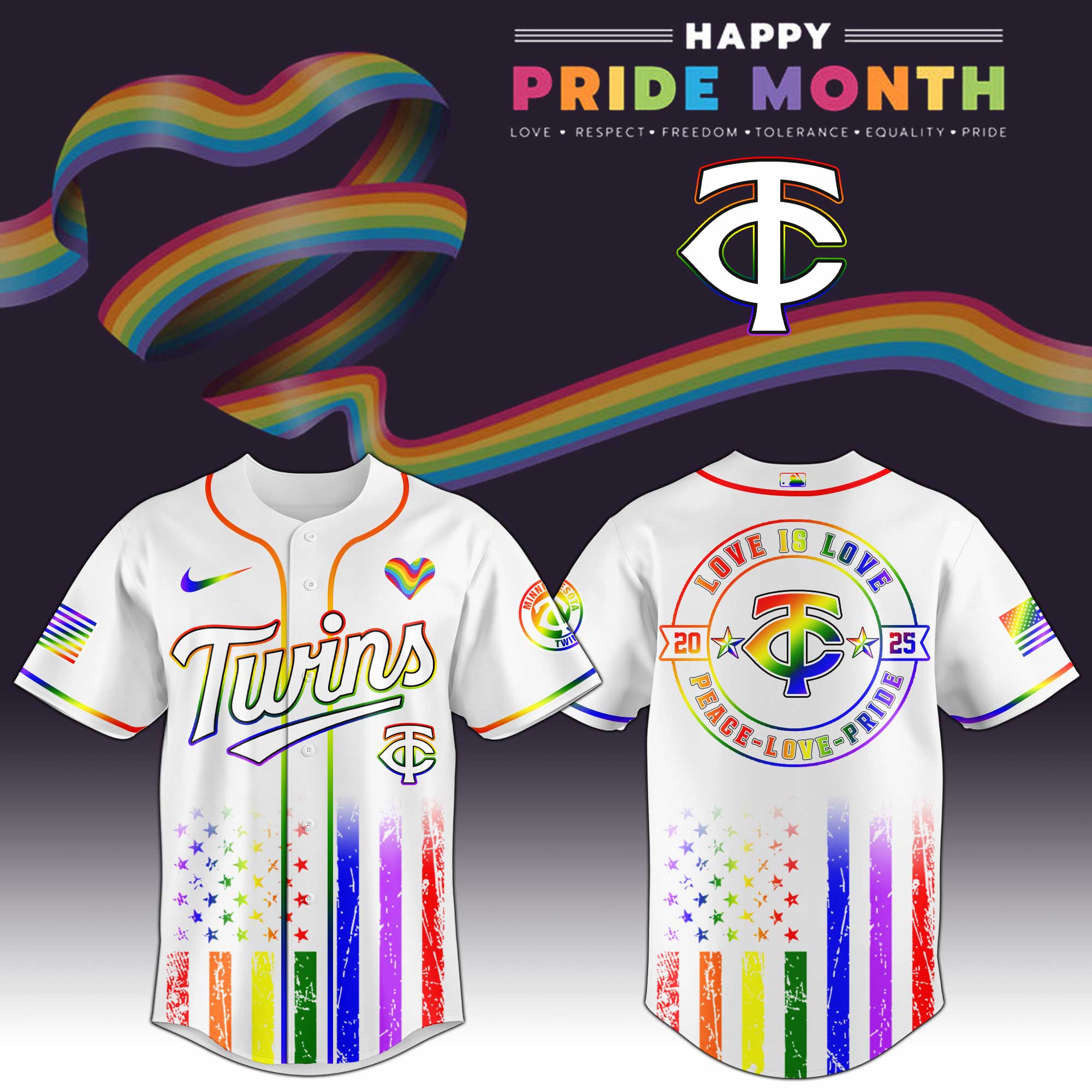 Minnesota Twins Happy Pride Month Baseball Jersey