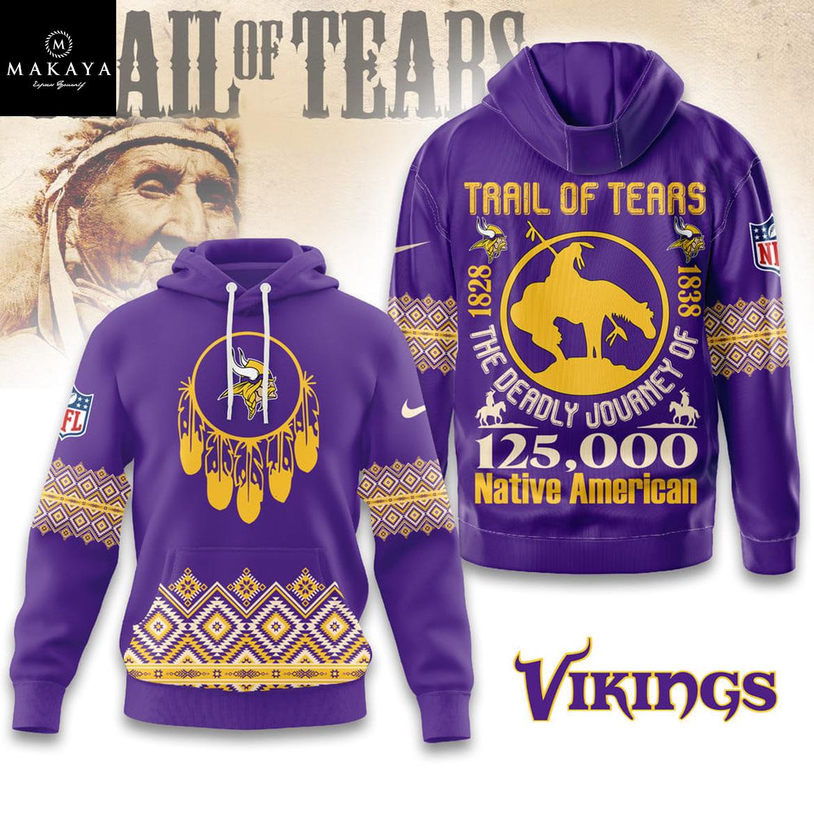 Minnesota Vikings NFL Native American Journey 2025 The Trail Of Tears Hoodie