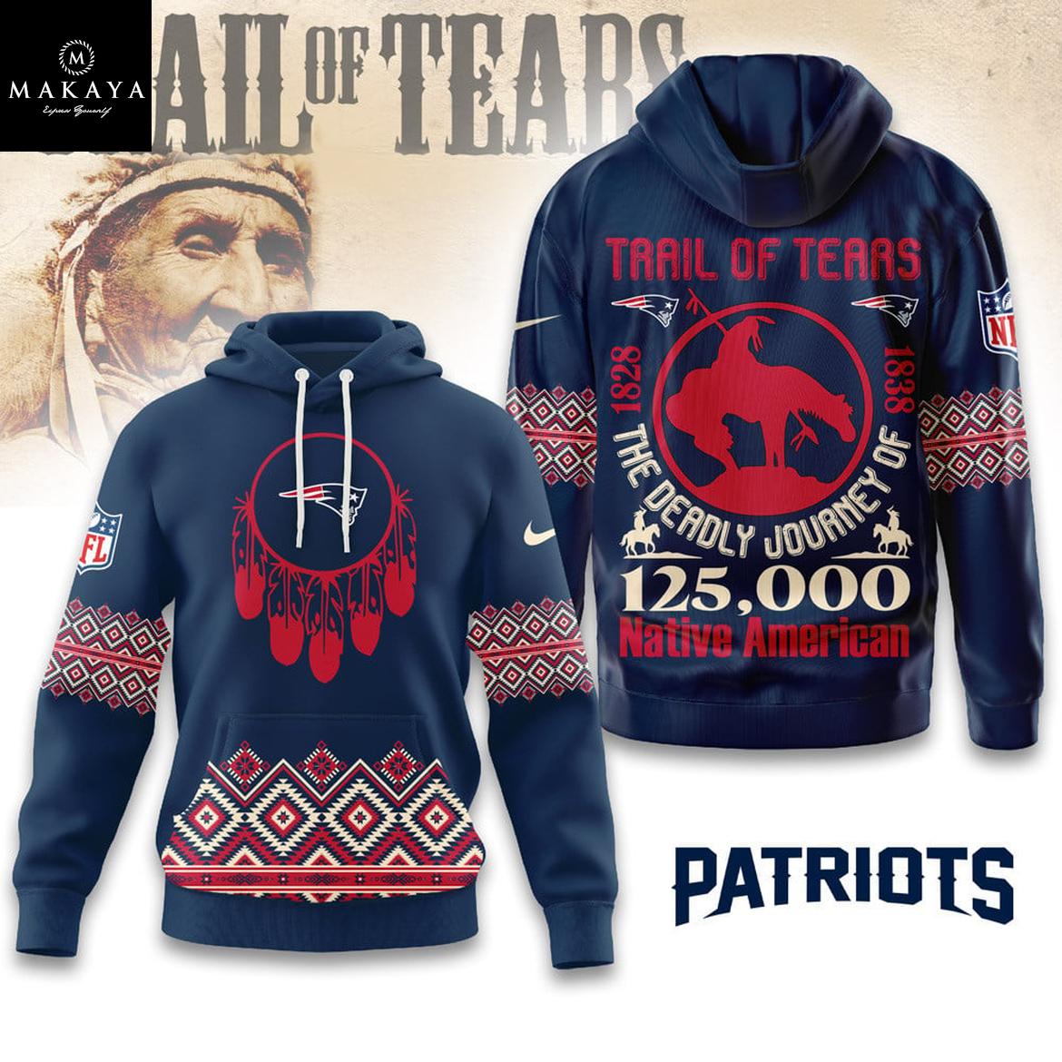 New England Patriots NFL Native American Journey 2025 The Trail Of Tears Hoodie