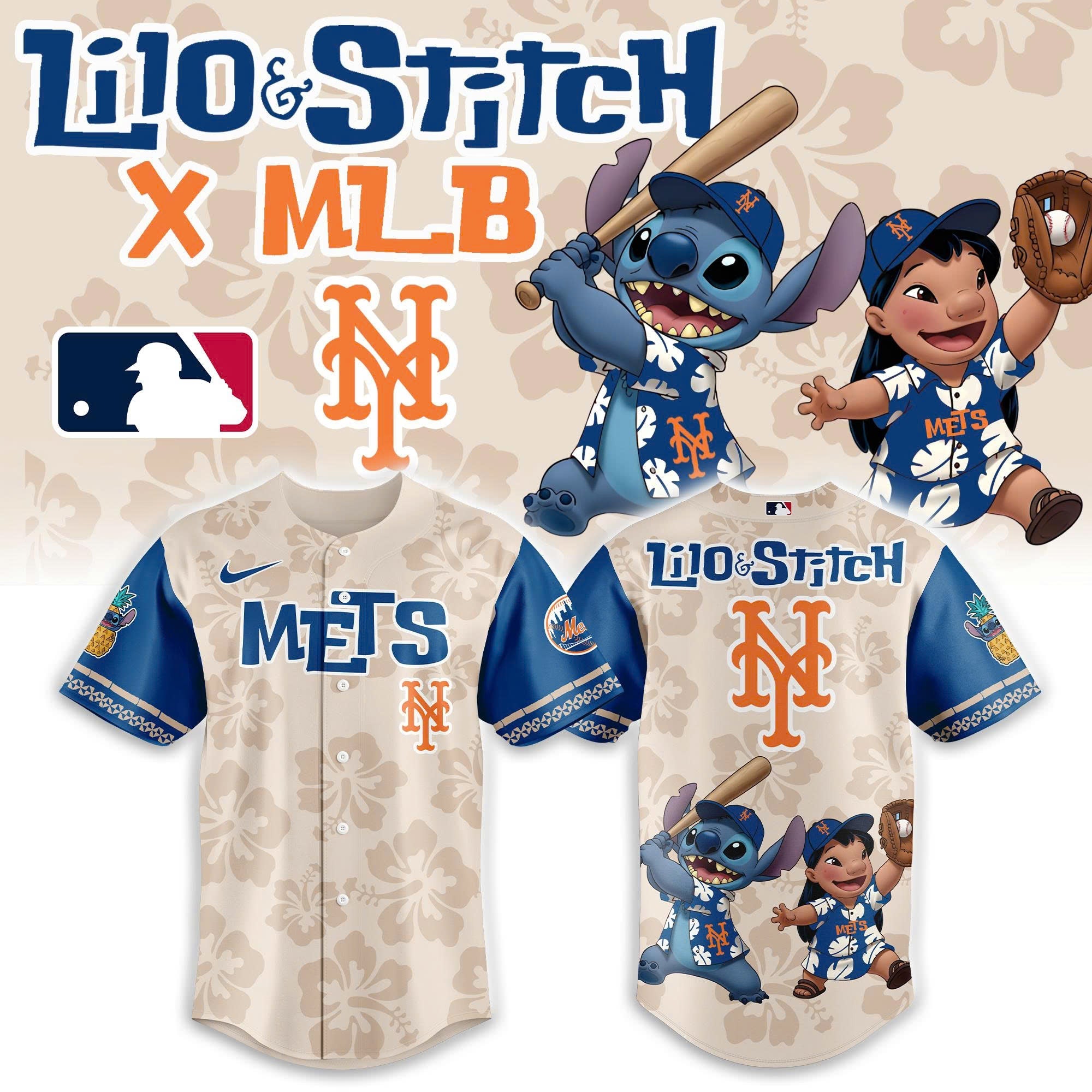 New York Mets Lilo & Stitch 2025 Baseball Jersey