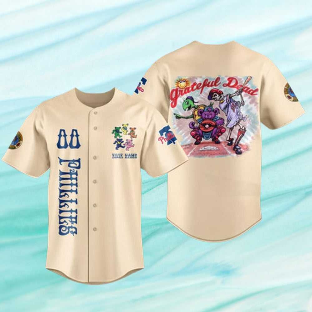 Philadelphia Phillies Grateful Dead Night 60Th Anniversary 2025 Baseball Jersey