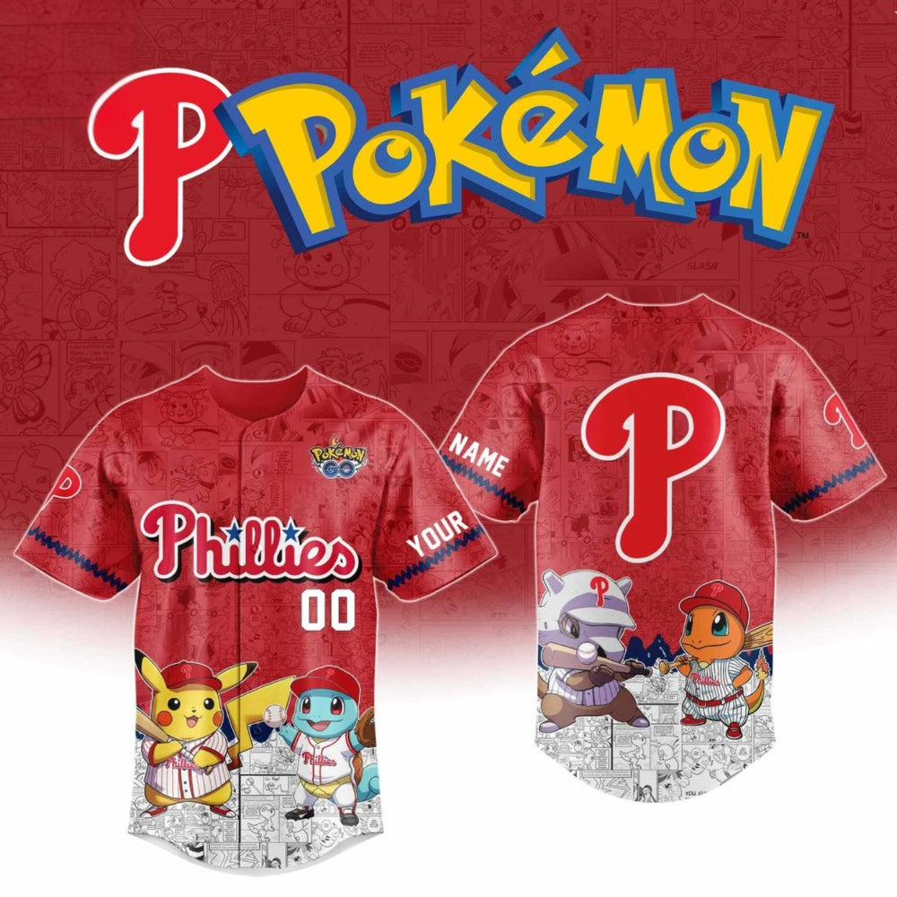 Philadelphia Phillies Pokemon 2025 Pokemasters X Mlb Personalized Baseball Jersey