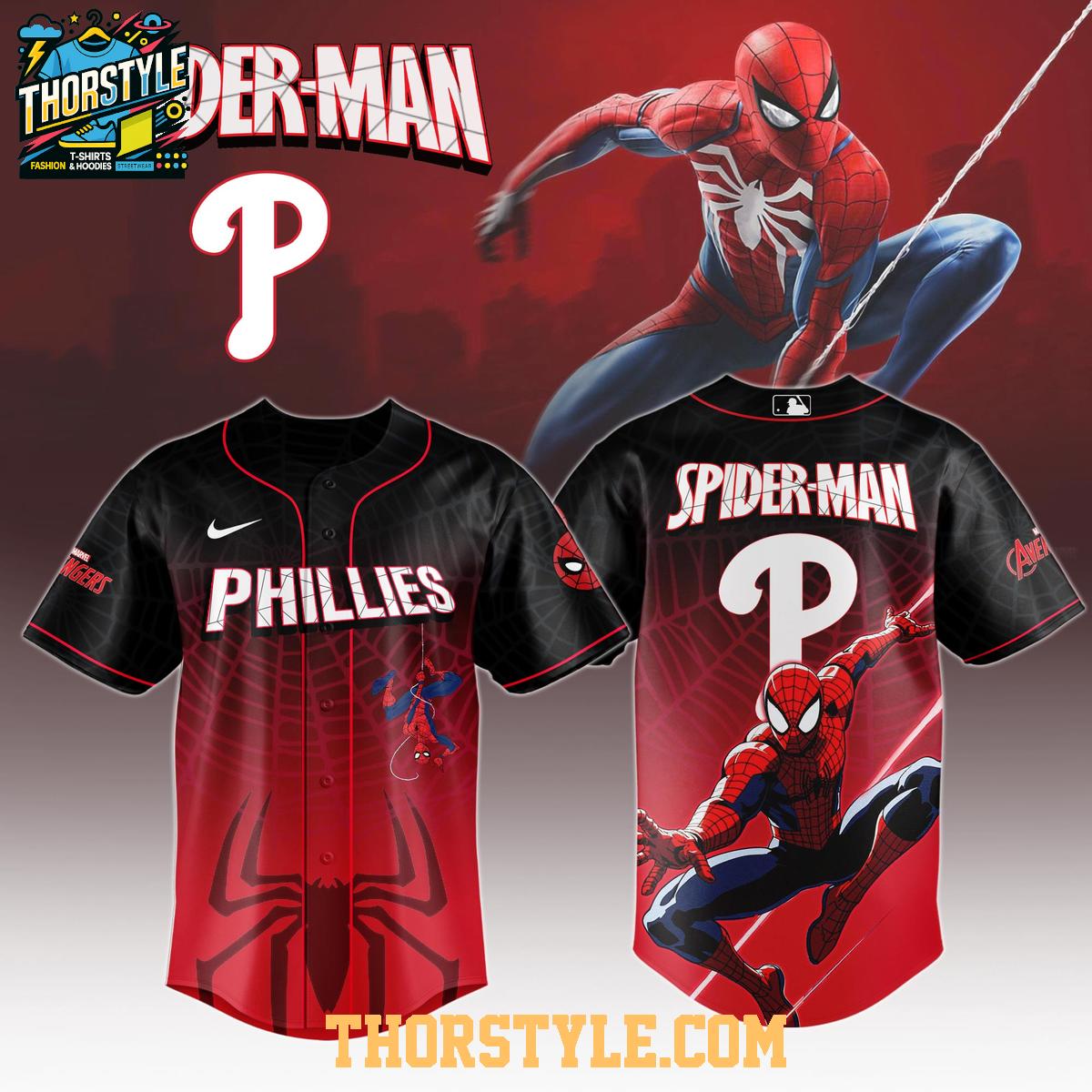 Philadelphia Phillies x Spider Man Game Night 2025 The Hero Baseball Jersey