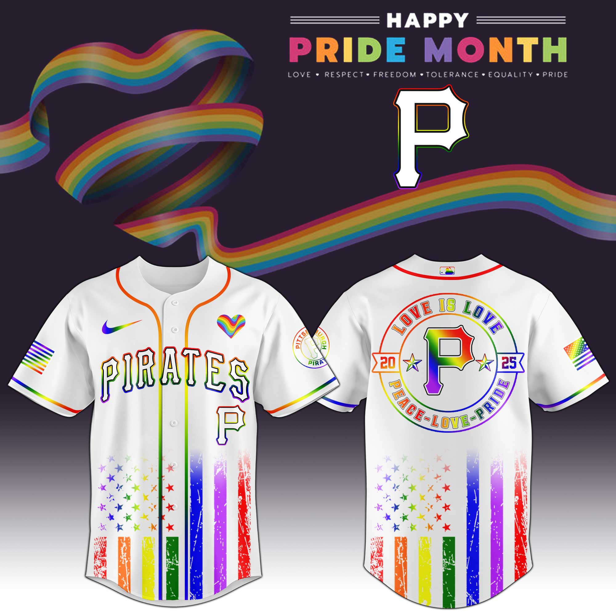Pittsburgh Pirates Happy Pride Month Baseball Jersey