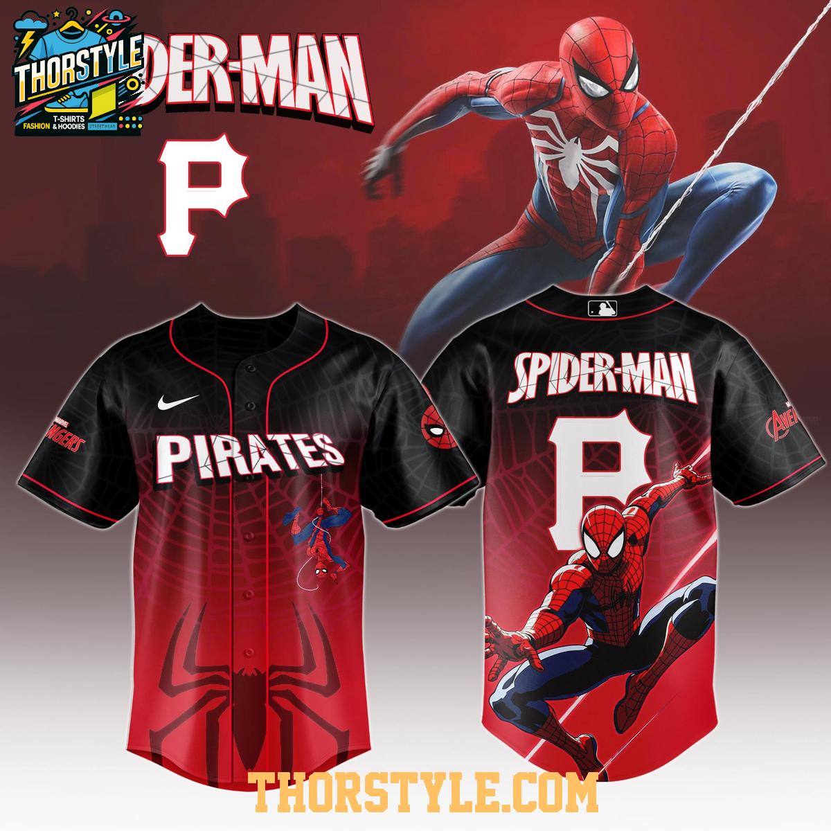 Pittsburgh Pirates x Spider Man Game Night 2025 The Hero Baseball Jersey