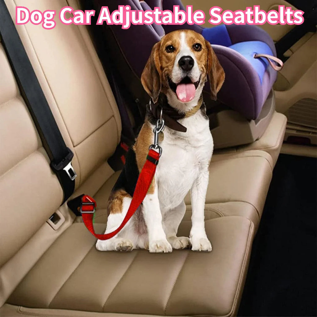 Dog Seat Belt, Dog Car Adjustable Seatbelts for Vehicle Nylon Pet Safety Heavy Duty/Elastic Car Harness