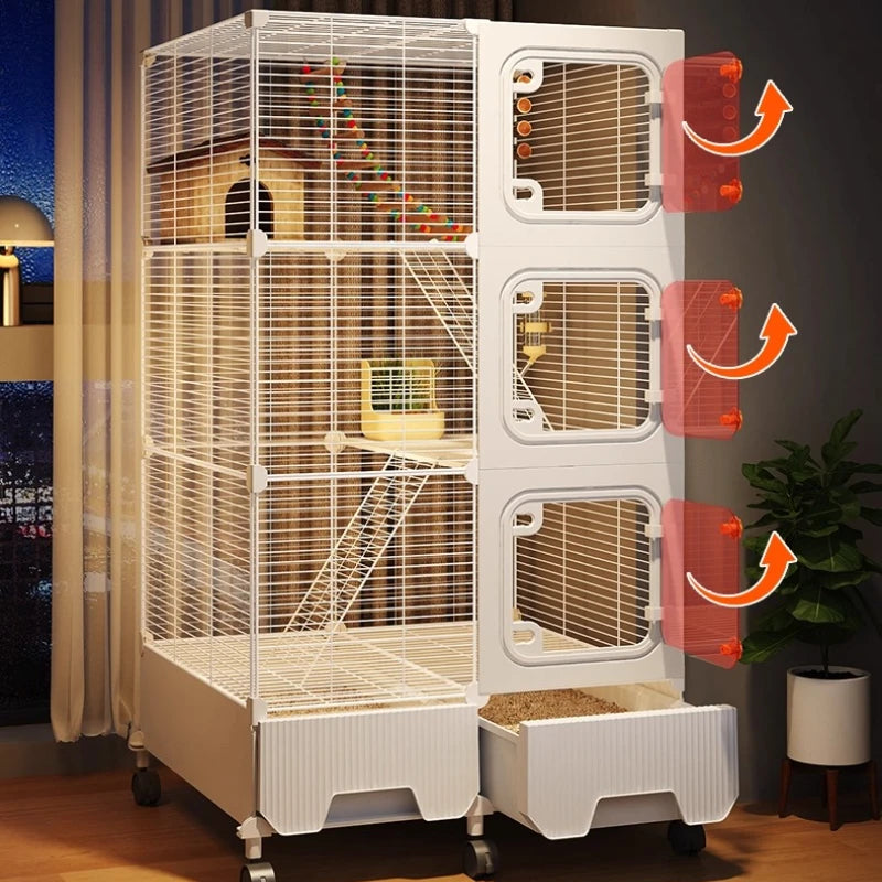 Large Squirrel Cage Multi-Level Enclosure for Flying Squirrels/Chinchillas Secure Pet Mansion Ultra High Encryption Pet Villa