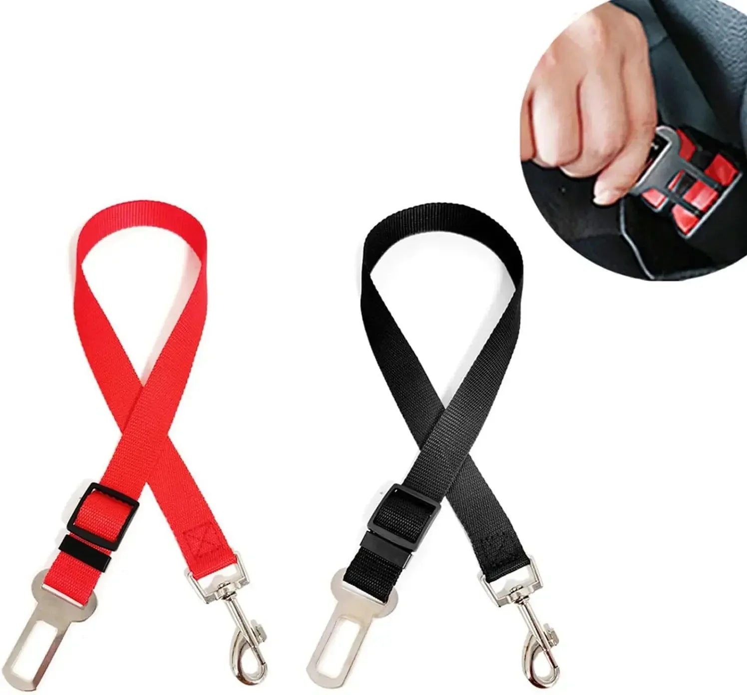 Dog Seat Belt, Dog Car Adjustable Seatbelts for Vehicle Nylon Pet Safety Heavy Duty/Elastic Car Harness