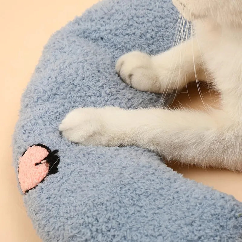 Fair Little Pillow for Cats Ultra Soft Fluffy Pet Calming Toy Half Donut Cuddler for Joint