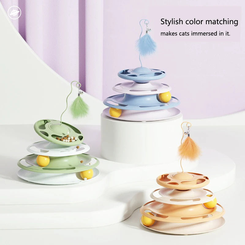 Cat toy self-pleasure and boredom relief cat turntable creative personalized flying saucer feeder cat turntable funny