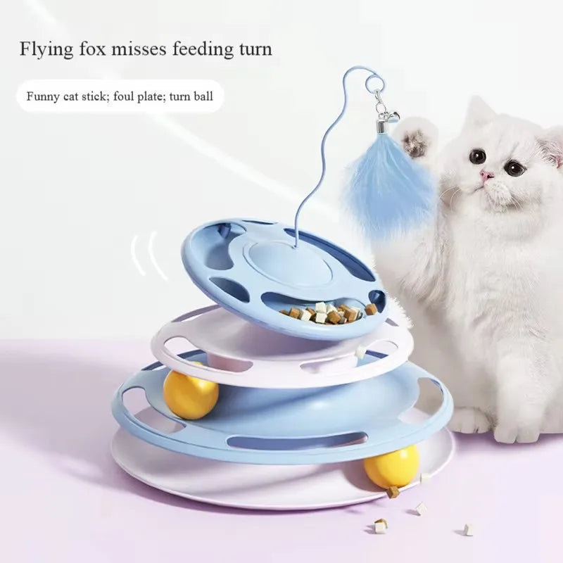 Cat toy self-pleasure and boredom relief cat turntable creative personalized flying saucer feeder cat turntable funny