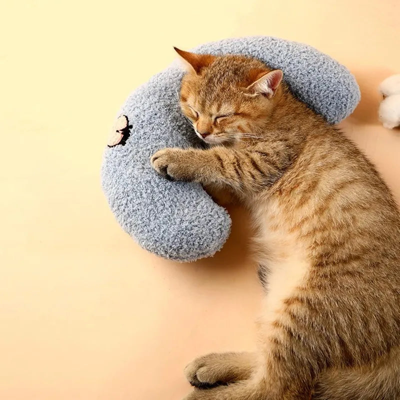 Fair Little Pillow for Cats Ultra Soft Fluffy Pet Calming Toy Half Donut Cuddler for Joint