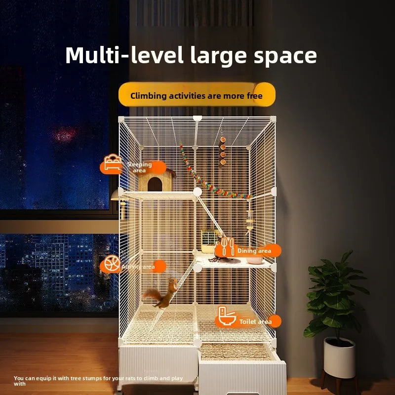 Large Squirrel Cage Multi-Level Enclosure for Flying Squirrels/Chinchillas Secure Pet Mansion Ultra High Encryption Pet Villa