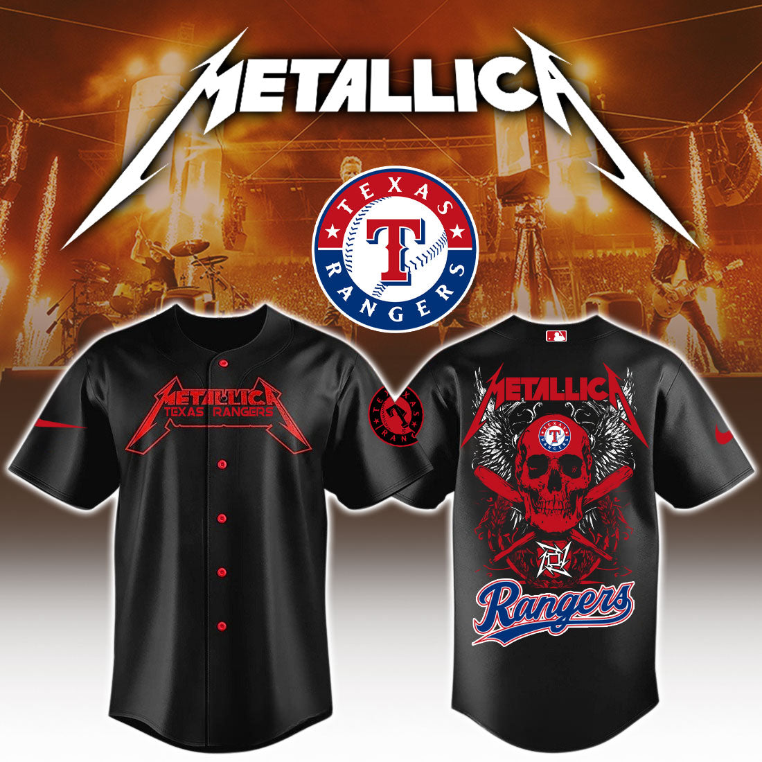 Texas Rangers MLB Metallica Jersey