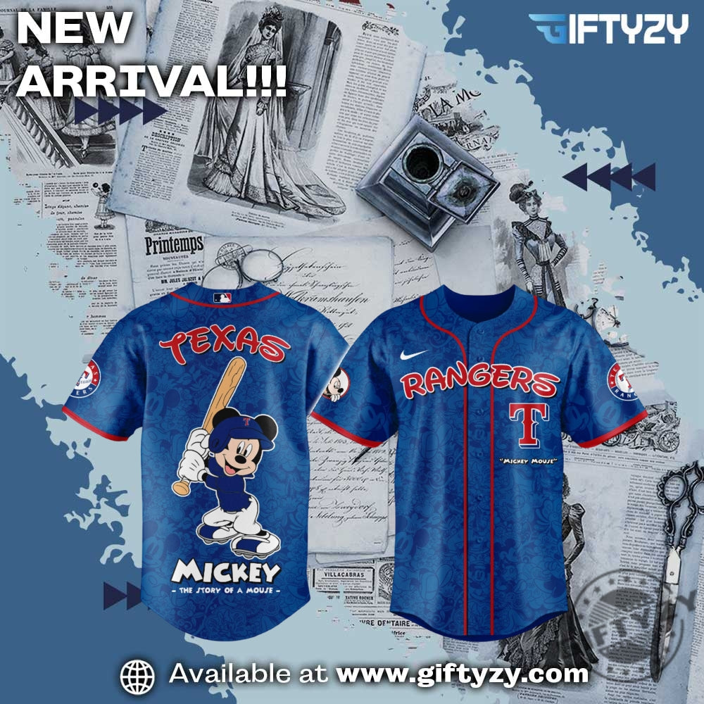 Texas Rangers Mlb Baseball X Disney Mickey Mouse Night Game Jersey
