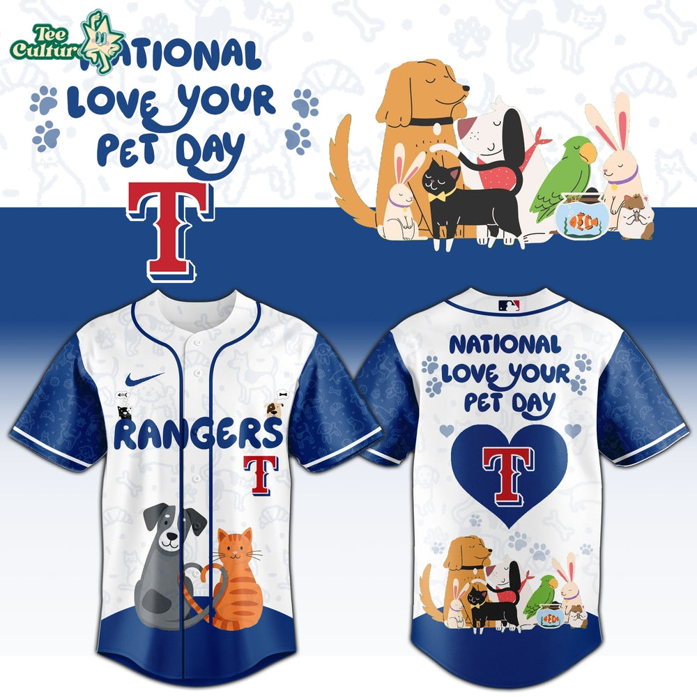 Texas Rangers National Love Your Pet Day 2026 Special Edition Baseball Jersey