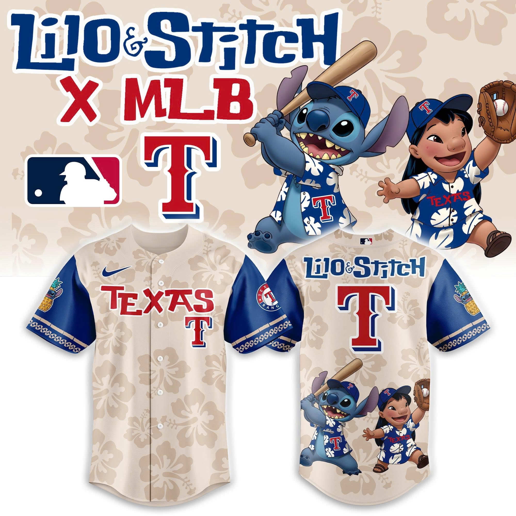 Texas Rangers Lilo & Stitch 2025 Baseball Jersey