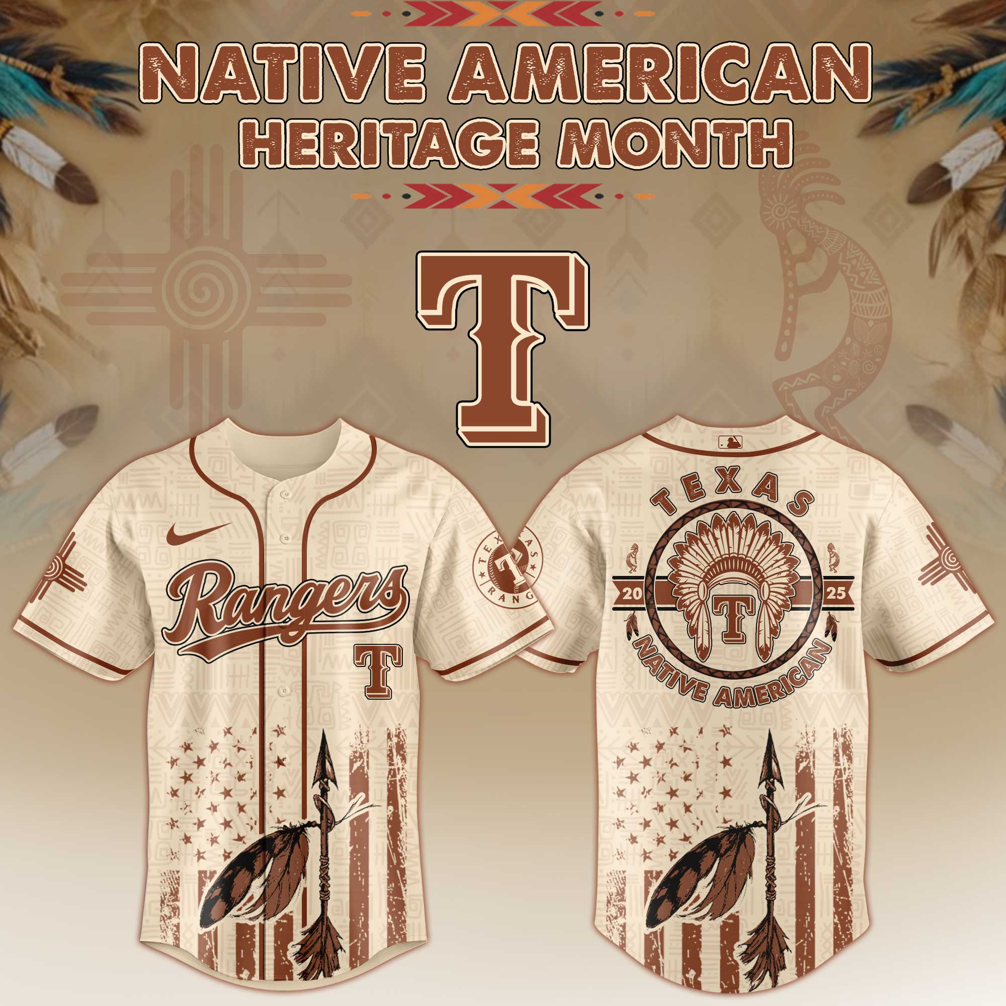 Texas Rangers Native American Heritage Month Jersey