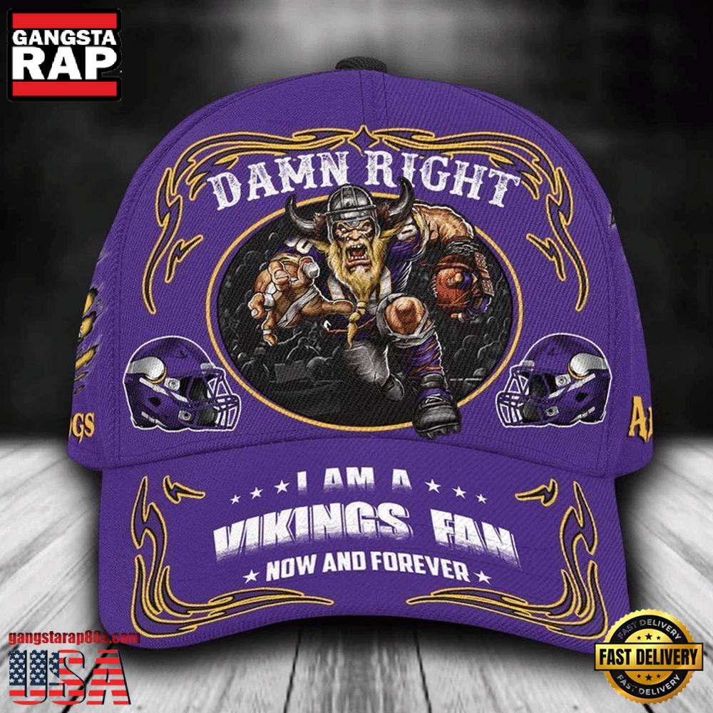 NFL Custom Name Minnesota Vikings Mascot Damn Right Football Team Baseball Cap