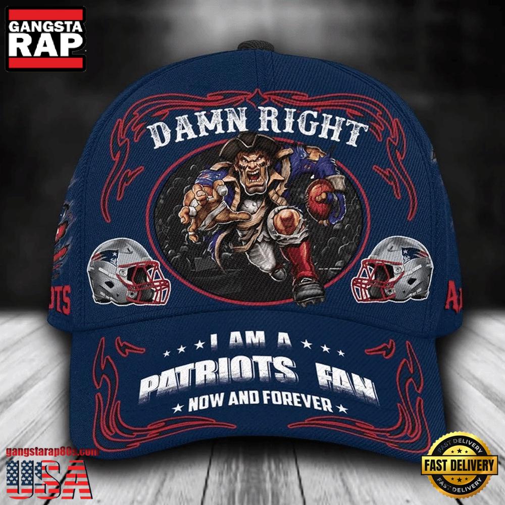 NFL Custom Name New England Patriots Mascot Damn Right Football Team Baseball Cap