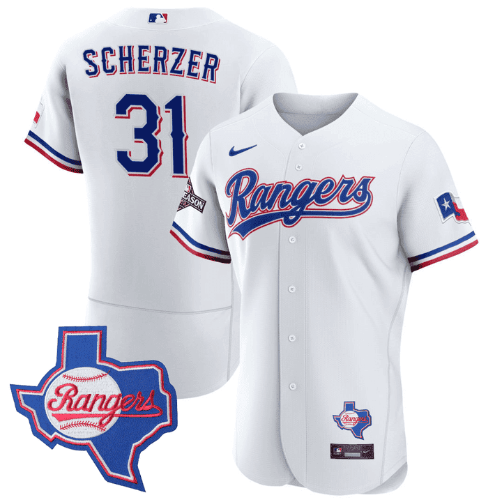 Men's Texas Rangers Texas State Patch Jersey - All Stitched