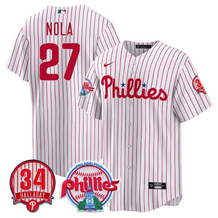Men's Philadelphia Phillies Cool Base Jersey - Roy Halladay Patch #34