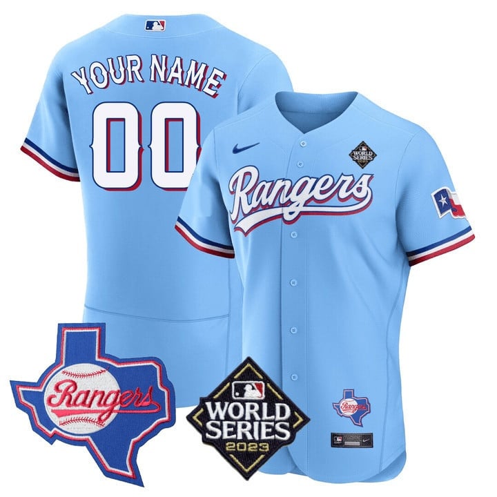 Men's Texas Rangers Limited Custom Jersey - 2023 World Series Patch - All Stitched