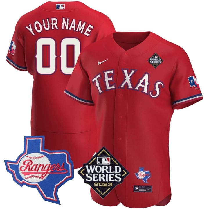 Men's Texas Rangers Limited Custom Jersey - 2023 World Series Patch - All Stitched