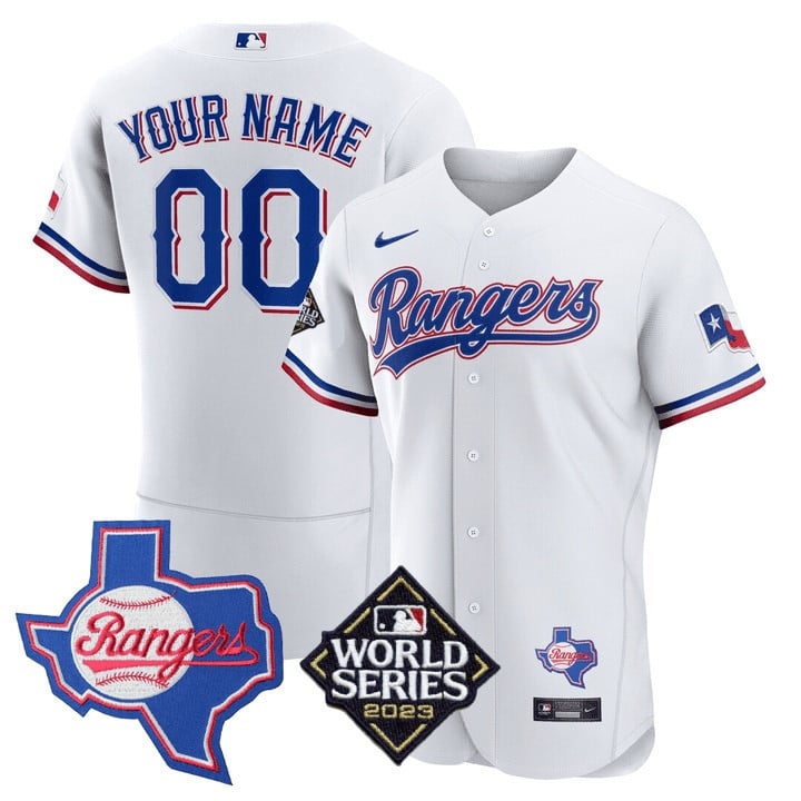 Men's Texas Rangers Limited Custom Jersey - 2023 World Series Patch - All Stitched