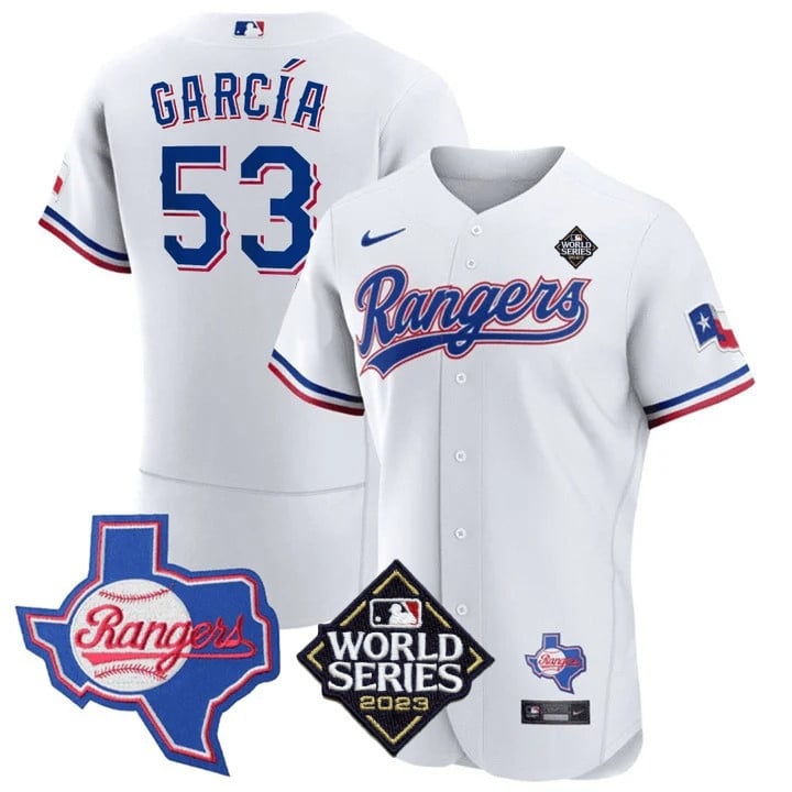 Men's Texas Rangers Limited Flex Base Jersey - 2023 World Series Patch/ Texas State Patch - All Stitched