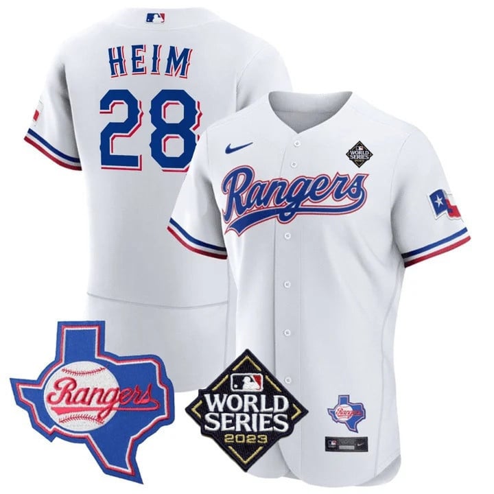 Men's Texas Rangers Limited Flex Base Jersey - 2023 World Series Patch/ Texas State Patch - All Stitched