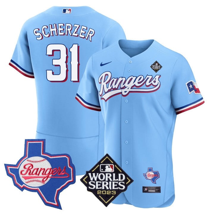 Men's Texas Rangers Limited Flex Base Jersey - 2023 World Series Patch/ Texas State Patch - All Stitched