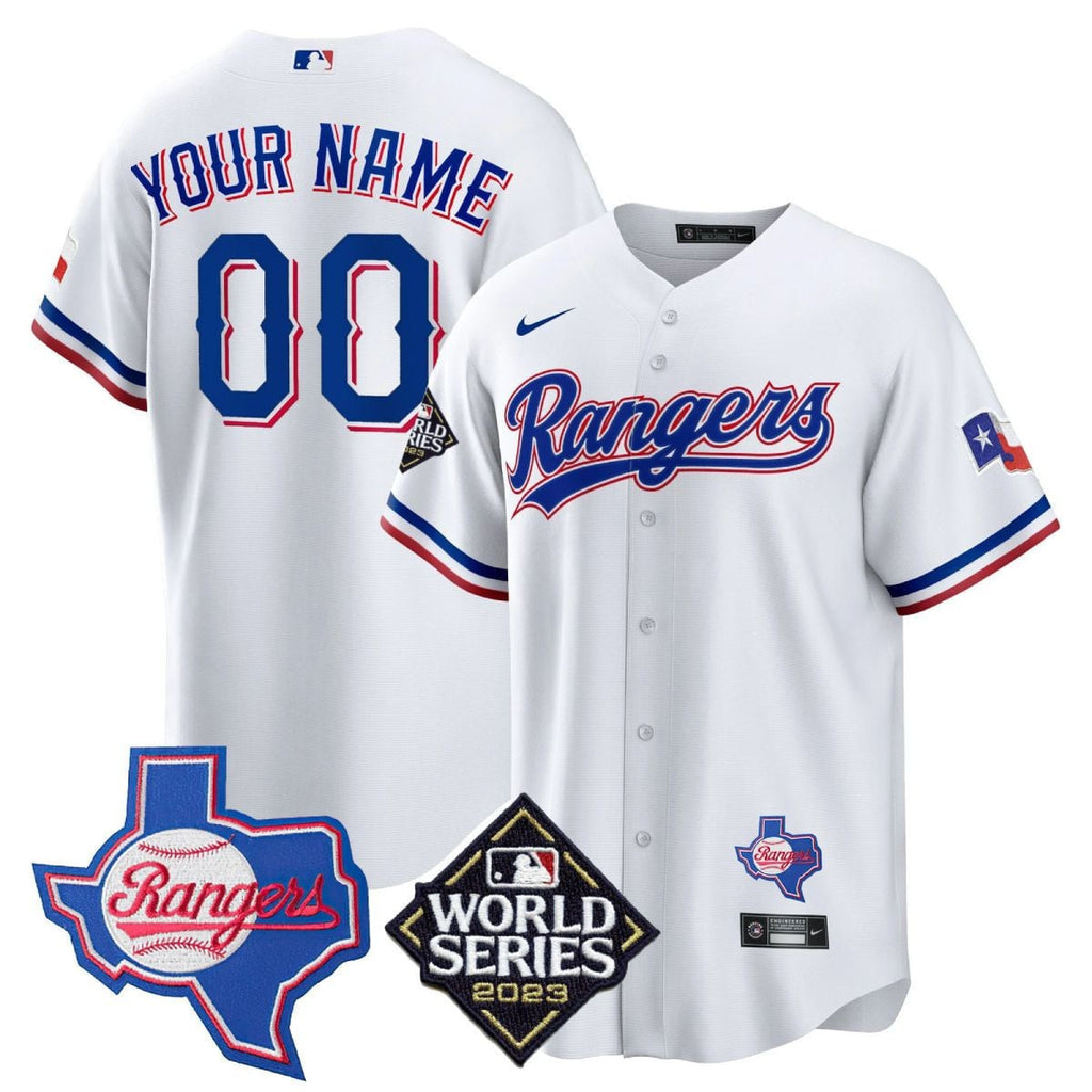 Men's Texas Rangers Limited Cool Base Jersey - 2023 World Series Patch/ Texas State Patch - All Stitched