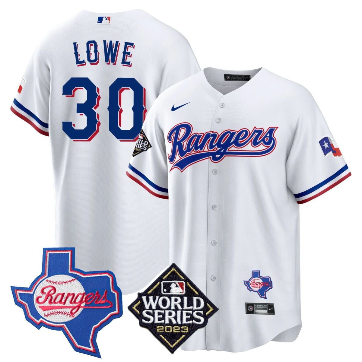 Men's Texas Rangers Limited Cool Base Jersey - 2023 World Series Patch/ Texas State Patch - All Stitched