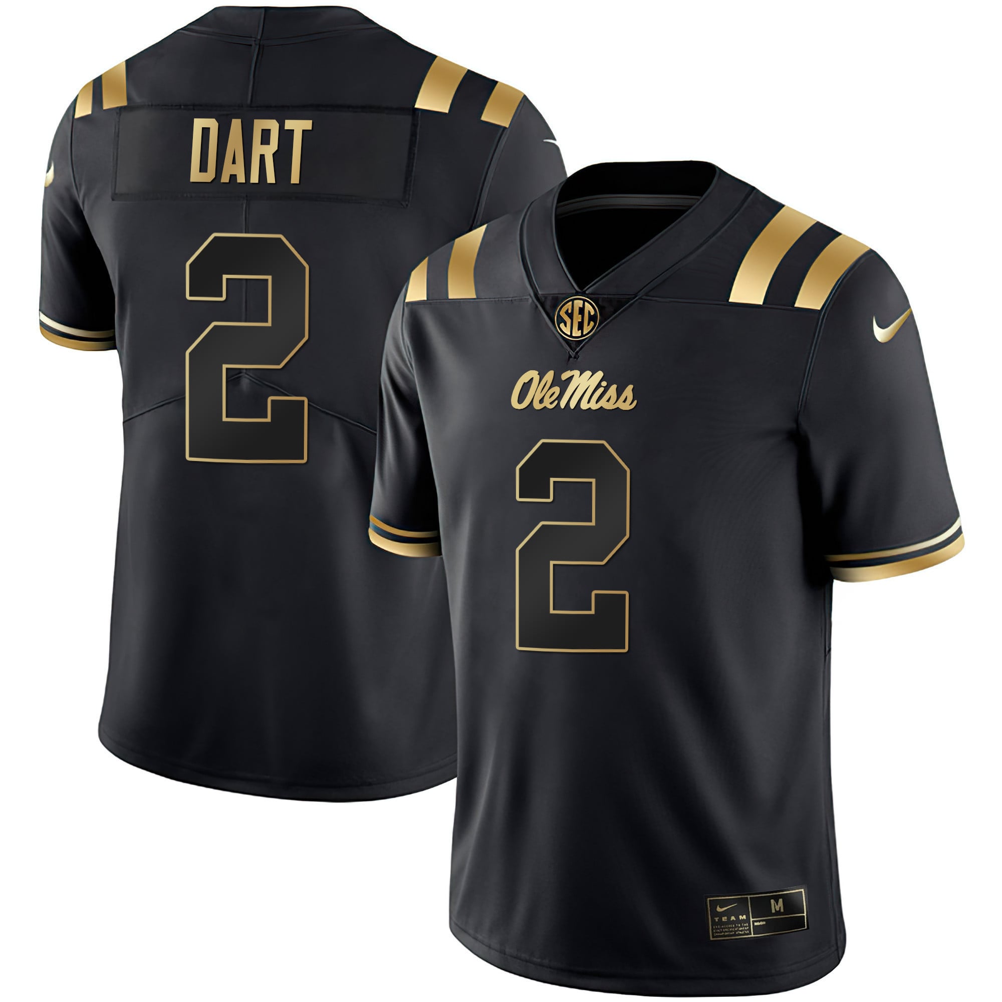Men's Ole Miss Rebels Black Limited & Gold Vapor Jersey - All Stitched