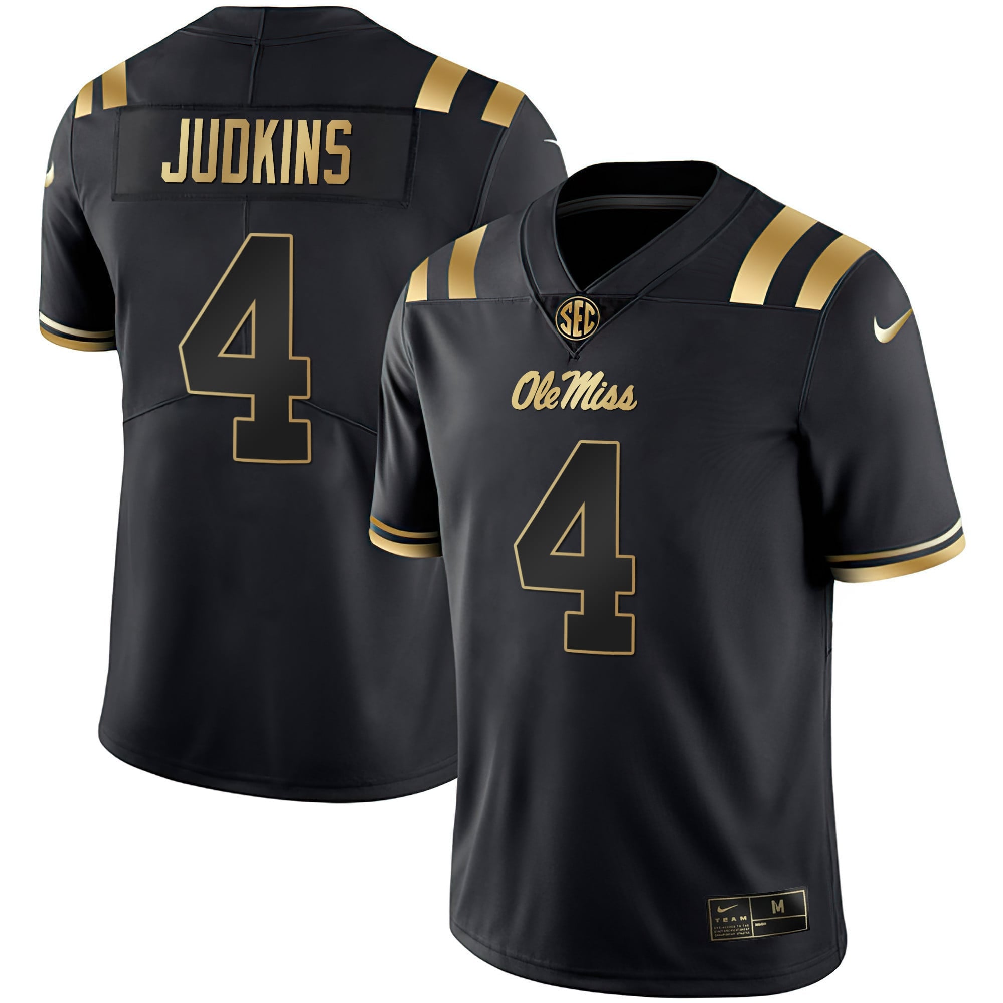 Men's Ole Miss Rebels Black Limited & Gold Vapor Jersey - All Stitched