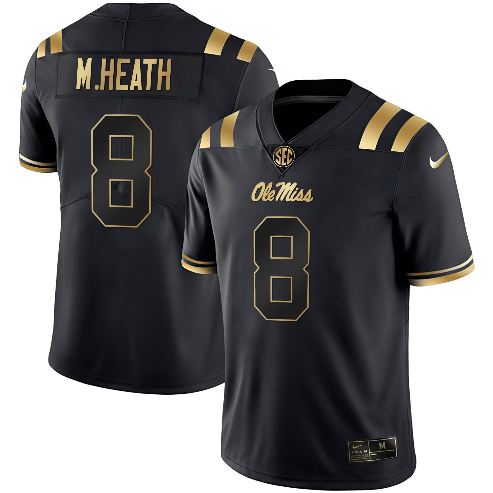 Men's Ole Miss Rebels Black Limited & Gold Vapor Jersey - All Stitched