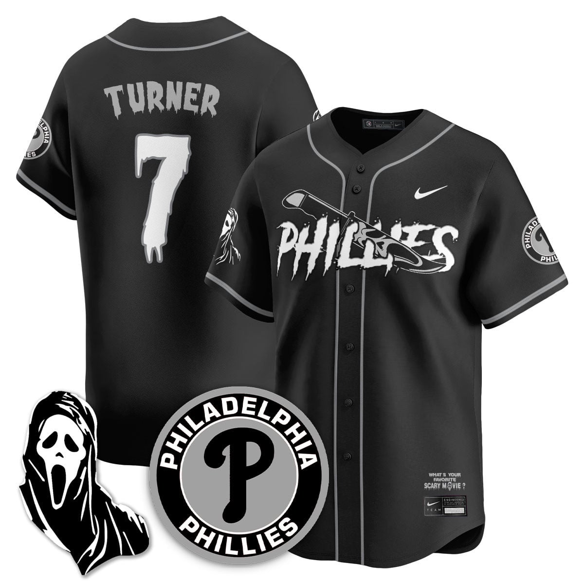 Men's Philadelphia Phillies "Scream Ghostface" Jersey - Stitched