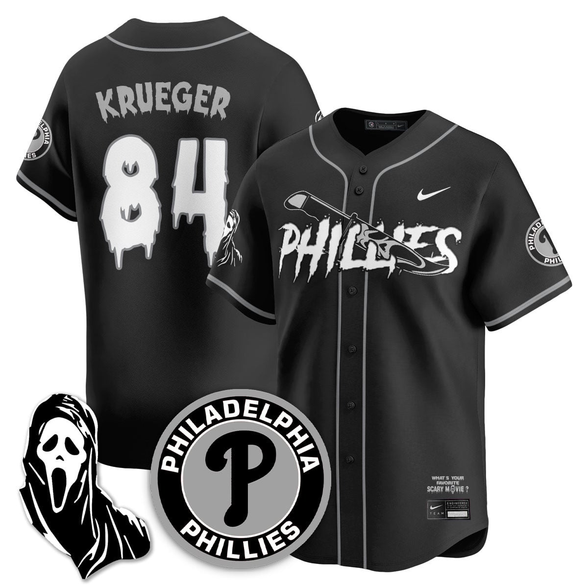 Men's Philadelphia Phillies "Scream Ghostface" Jersey - Stitched