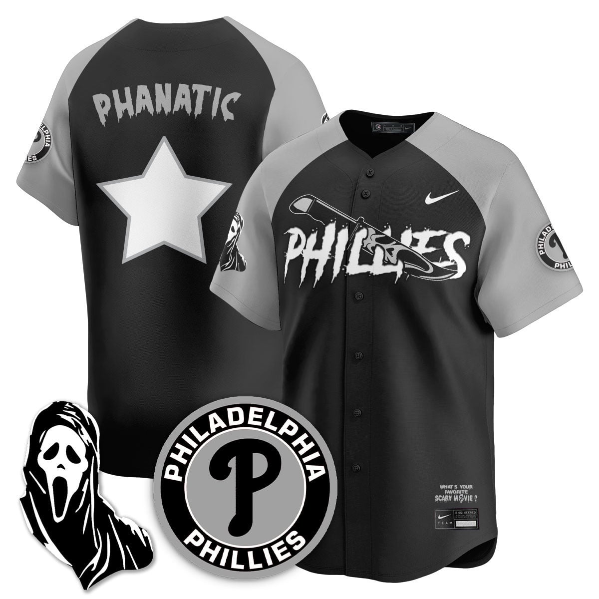 Men's Philadelphia Phillies "Scream Ghostface" Jersey - Stitched