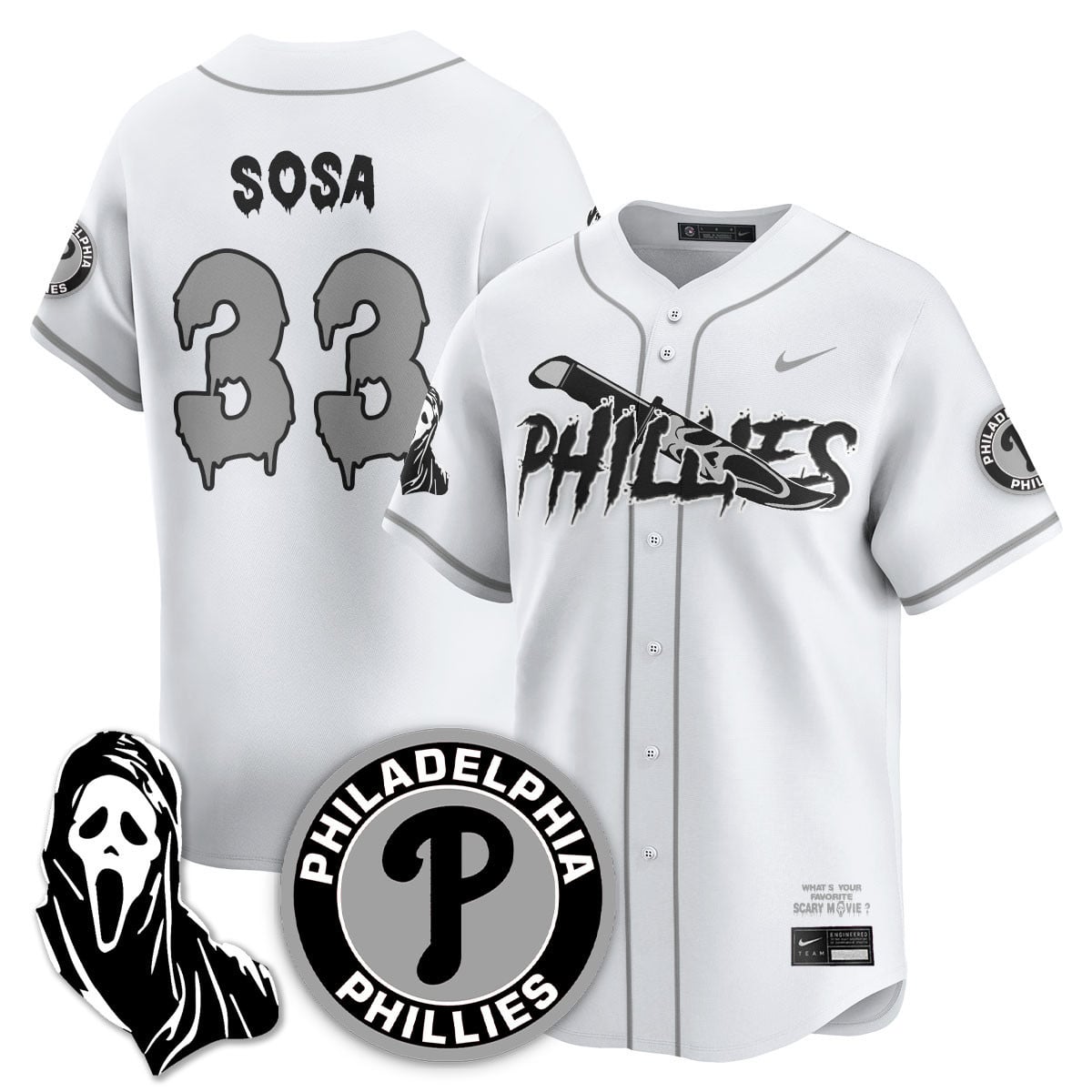 Men's Philadelphia Phillies "Scream Ghostface" Jersey - Stitched