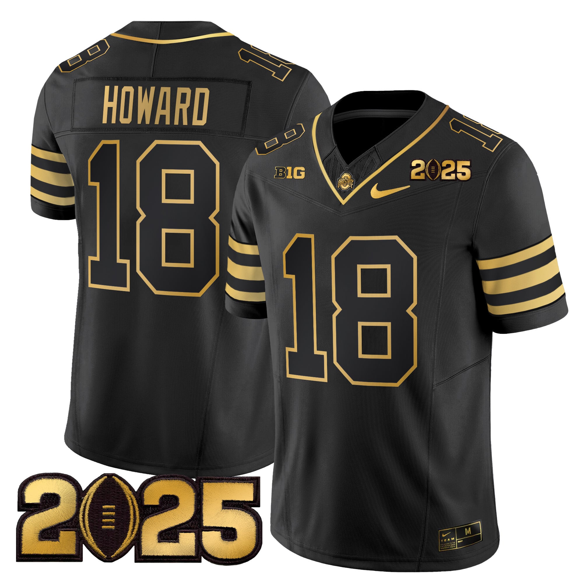 Men's Ohio State Buckeyes 'Heritage Stripe' CFP Final Patch Gold Vapor Limited Jersey - All Stitched