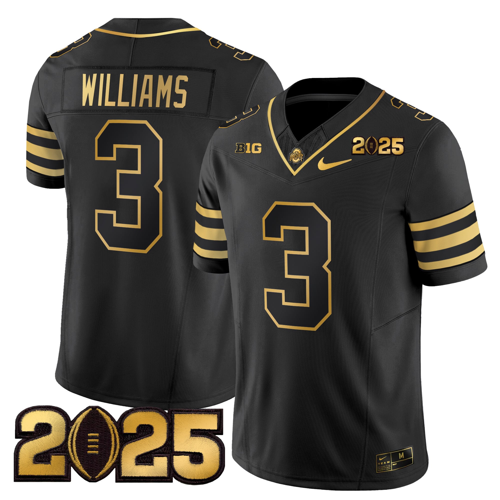 Men's Ohio State Buckeyes 'Heritage Stripe' CFP Final Patch Gold Vapor Limited Jersey - All Stitched