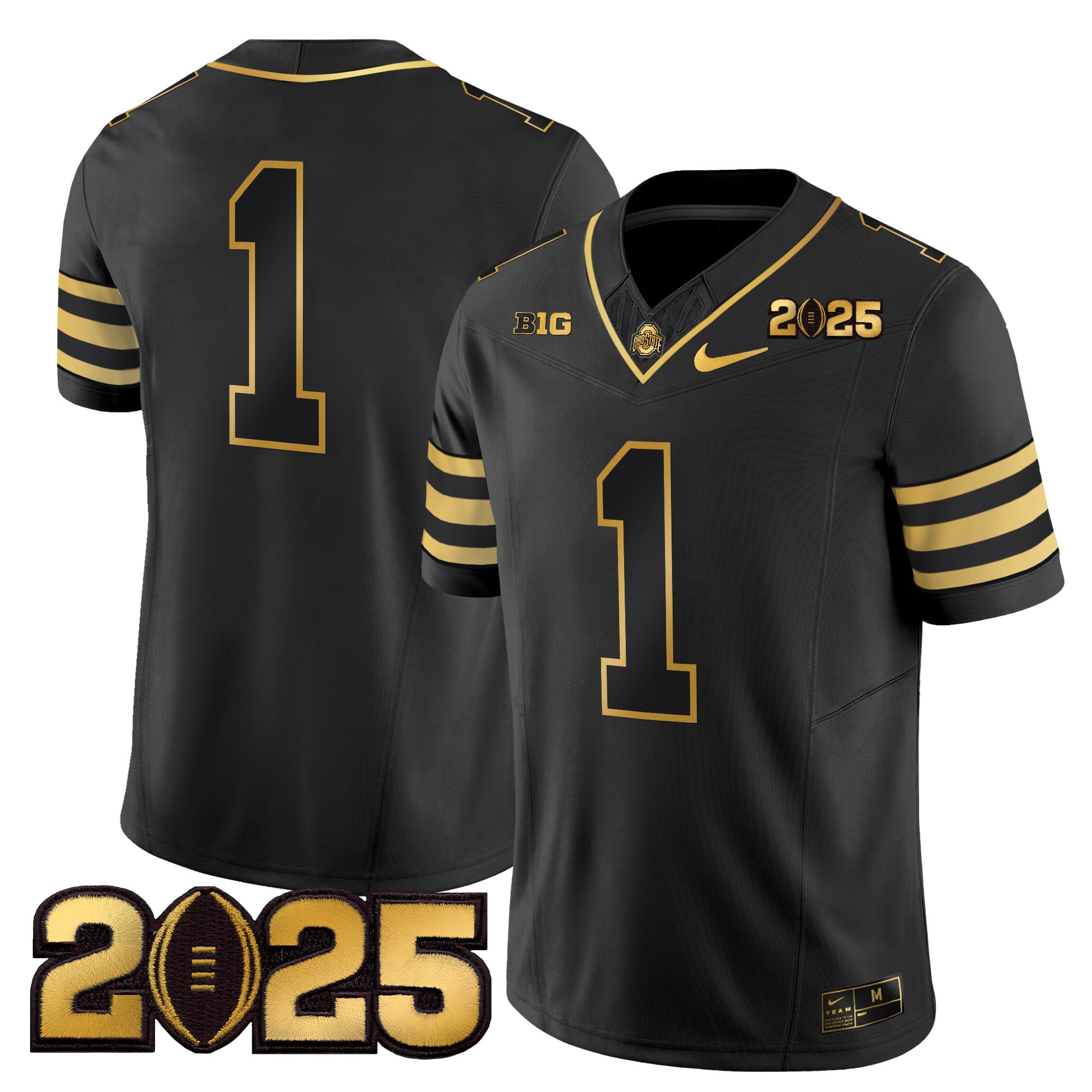 Men's Ohio State Buckeyes 'Heritage Stripe' CFP Final Patch Gold Vapor Limited Jersey - All Stitched
