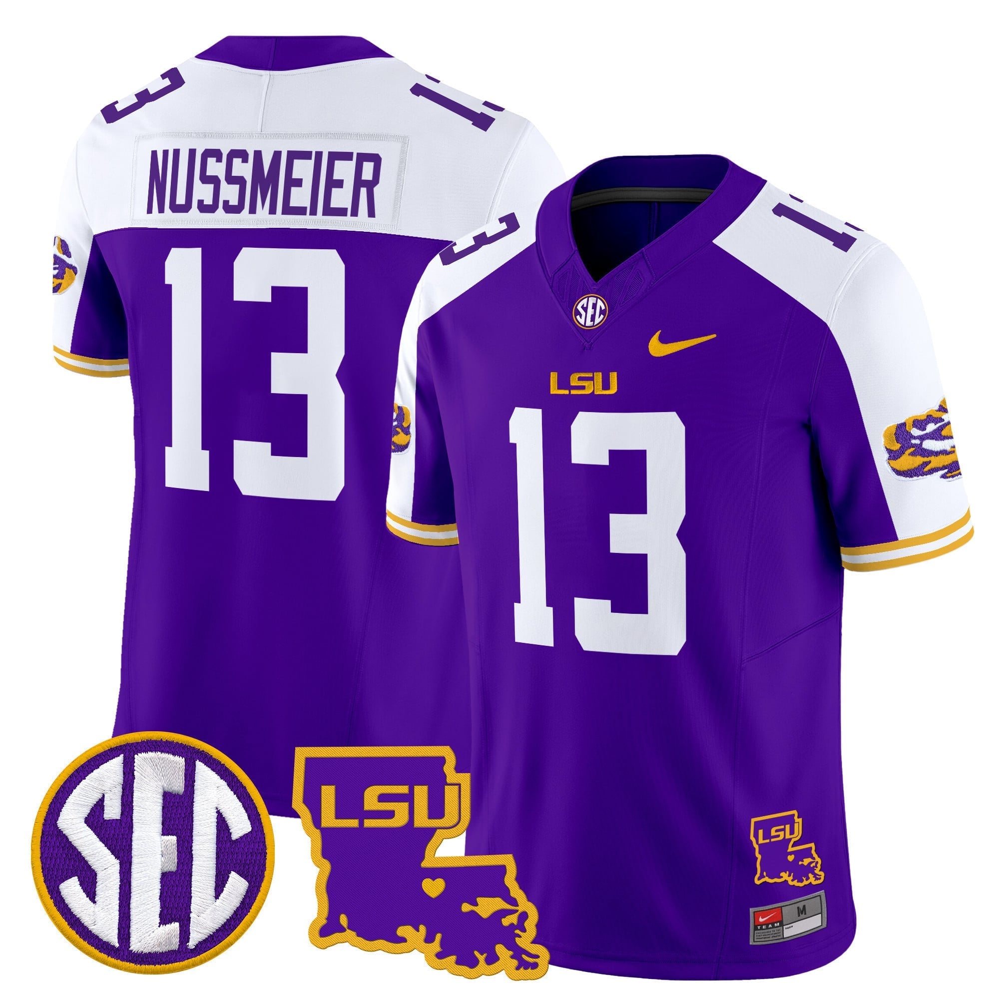 Men's LSU Tigers 2025 Louisiana Patch Vapor Limited Jersey - All Stitched